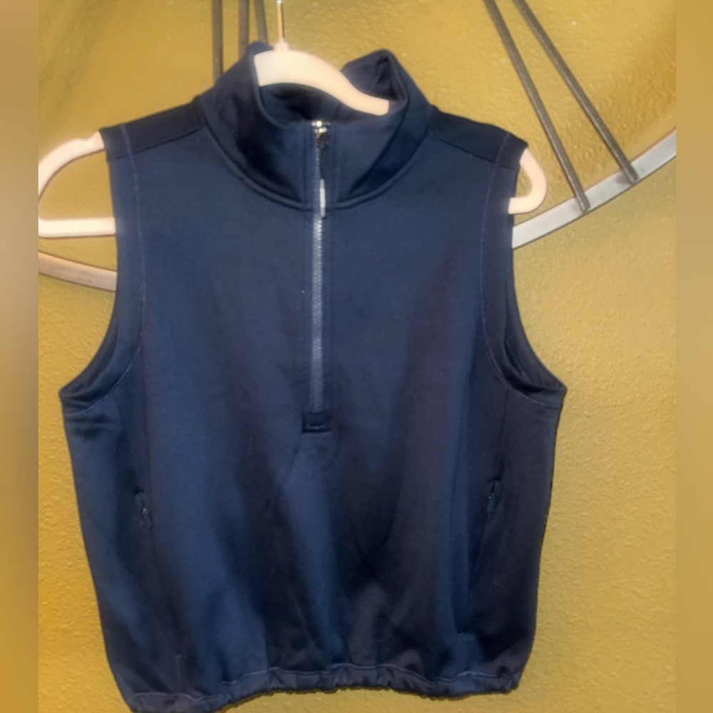 Athleta Sleeveless Navy Blue Zip-Up Vest
